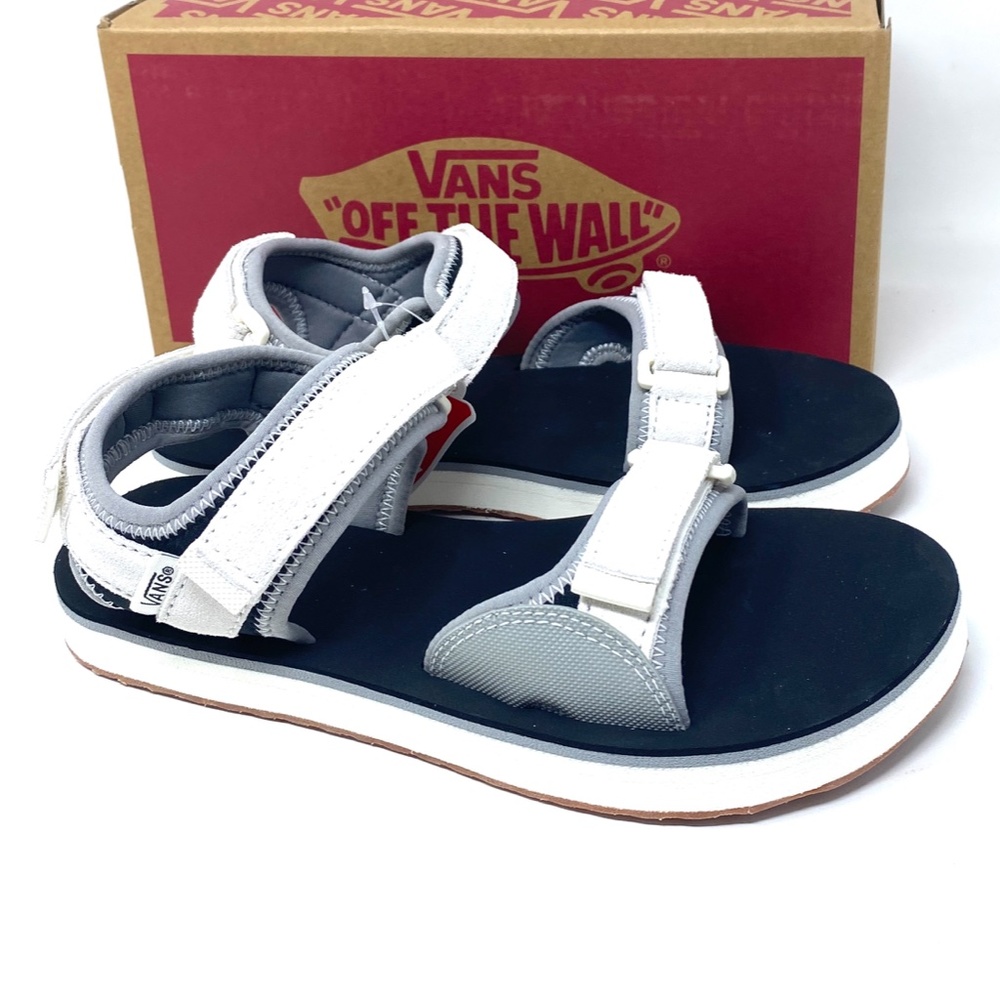 VANS Women's Size VN0A4U23A3M TRI-LOCK White Gray Black Synthetic Suede Sandals - Picture 6 of 8